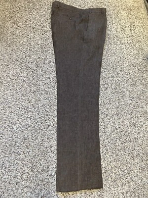 Zanella 全新带标签正装裤子尺寸 40 英寸纯色浅棕色棕褐色 100% 亚麻平前 — 第 1/4 张图片