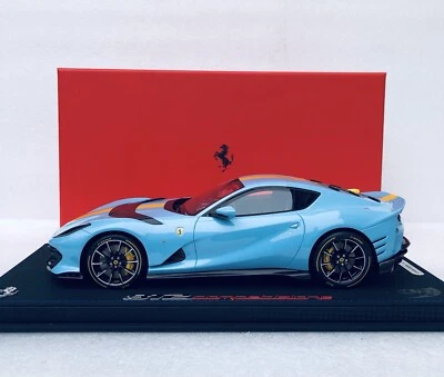 1/18 BBR Ferrari 812 Competizione Light Blue La Plata/Yellow Stripe limited 48pc - Image 1 of 4