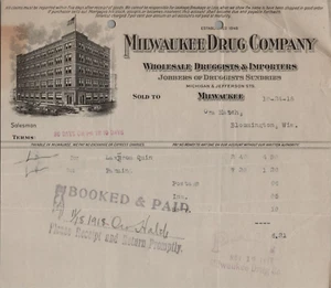 1918 Billhead Milwaukee Drug Company Großhandel Drogisten - Wisconsin - Bild 1 von 6