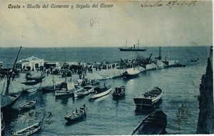 España Antigua Postal Ceuta Comercial Muelle y Llegada de Correo Vapor (368) - Imagen 1 de 2