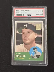 1996 Topps Mickey Mantle Commemorative 1963 Reprint PSA 8 NM-MT Card #13 HOF - Picture 1 of 6
