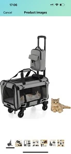 Pet Carrier Rolling Cat Dog Carrier Collapsible Pet Travel Crate with 4 Wheels - Picture 1 of 7