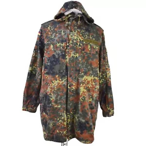 German Bundeswehr Flecktarn Camo Military Parka Jacket GR13 XL Tall Hood - Picture 1 of 15