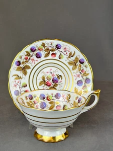 Taza y platillo con patas Royal Stafford Golden Bramble: COMO NUEVO - Imagen 1 de 13