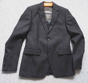 Superdry - Supremacy Blazer Sakko aus feiner Wolle Fischgrätmuster - Gr. M - NEU - Bild 1 von 9