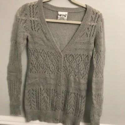 Cárdigan suéter para mujer gris Kirra mezcla de lana con botones talla XS Foto 1 de 4