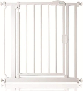 Druckverschluss selbstschließendes Treppengitter, schmal, 68,5 cm - 75 cm, weiß, automatischer Abschluss - Bild 1 von 12