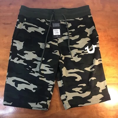 NUEVO CON ETIQUETAS True Religion Para hombres Talla S DE COLECCIÓN PANTALONES CORTOS POLAR VERDE CAMUFLAJE Estilo # 106152 Foto 1 de 4
