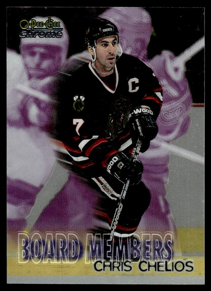 1998-99 O-Pee-Chee Chrome Board Members Chris Chelios Chicago Blackhawks #B2 - Image 1 of 2