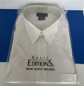 Vintage Kmart Basic Editions Mens Shirt 4XL White Button Down Short Sleeve - Picture 1 of 8