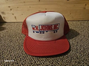 W.H. Johns INC Adjustable Snapback Red Rope Red/White Mesh Trucker Hat - Picture 1 of 3