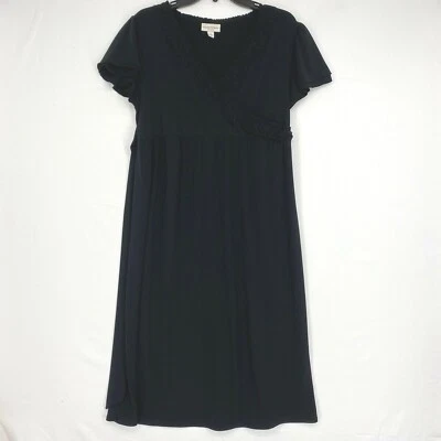 Liz Lange Maternity Size Large Dress Black Wrap Top Empire Waist with Tie Belt - Image 1 of 4