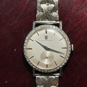 Vintage Nivada Grenchen 18 ct White Gold w/ Custom Diamond Bezel - Picture 1 of 9