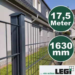 Gittermatten Zaun LEGI 17,5 Meter Komplett H: 1630 mm Anthrazit Doppelstabmatten - Bild 1 von 12