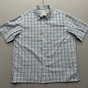 Camicia uomo L.L.Bean taglia XL blu bianco marrone a quadri manica corta con bottoni - Foto 1 di 8