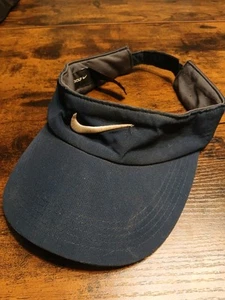 Nike Visera Azul Marino Blanco Swoosh Logo Adulto Sombrero Tenis Golf Ajustable - Imagen 1 de 6