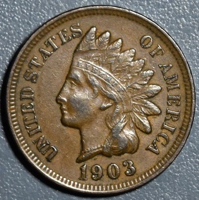 1903 1C INDIAN HEAD BRONZE CENT KM# 90a Grade: VF+ A4733 - Image 1 of 2