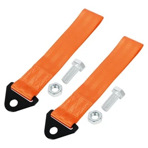 2pz Naranja Coche Remolcar Remolque Gancho Parachoque Remolque Cinturón Correa - Imagen 1 de 5