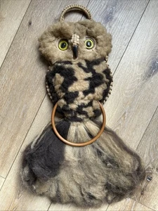 Vintage 1970 Makramee Eule Wandbild hängend Boho Mid Century Modern Hippie 26 Zoll - Bild 1 von 6