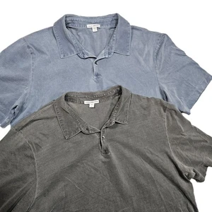 X2 James Perse Shirt Mens 3 Large Standard Polo Supima Cotton Made USA Gray Blue - Picture 1 of 9