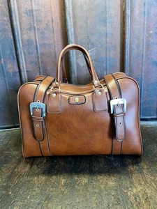 Vintage Tasche Goldkrone Ledertasche Kunstleder Braun Reisetasche Bürotasche - Bild 1 von 10