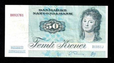 🇩🇰 DENMARK 1972 P 50 50 KRONER BANKNOTE - Image 1 of 2