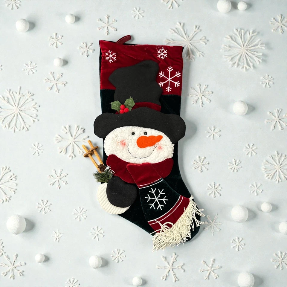 Meia de boneco de neve Natal 3D, 18" - Imagem 1 de 1