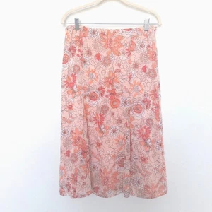 Y2K Croft & Barrow Damen Rock Größe 10 Rosa Blumenmuster A-Linie Midi Cottagecore Weich - Bild 1 von 5