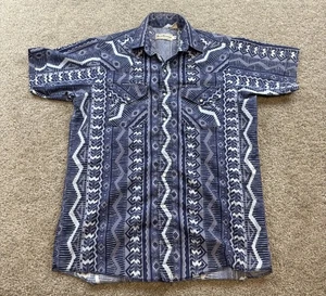 Vintage Road Runner Mens Pearl Snap Medium Geometric AOP Aztec Western USA Made - Picture 1 of 8