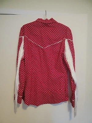 Vintage Handmade Western Fringe Sleeve Star Pattern Pearl Snap Cowgirl Blouse  - Image 1 of 4