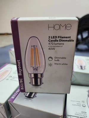 Candle LED Filament Dimmable  4.5w B22 Bayonet 40watt Warm White (4 Bulbs) - Image 1 of 4