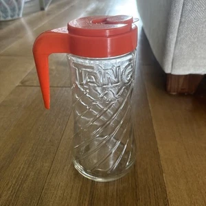 VINTAGE 1970’s Anchor Hocking TANG Clear 1 QT Glass Embossed Pitcher w/ Lid - Picture 1 of 12