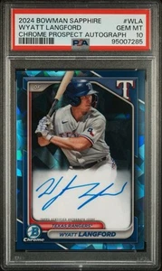 2024 Bowman Sapphire Chrome Prospects Autographs #BSPA-WLA Wyatt Langford PSA 10 - Picture 1 of 2