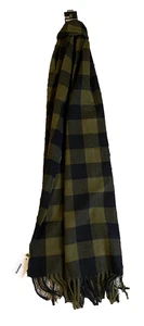 Écharpe homme Sonoma vert olive et noir à carreaux buffle frange taille unique - Photo 1/6