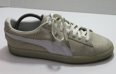 Zapatillas deportivas informales con cordones Puma para mujer de cuero blanco crema piel de reptil talla 10 Foto 1 de 4