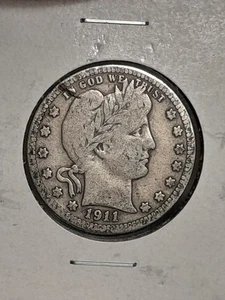 1911- P Barber Quarter - 90% Silver VG-F #1 - Picture 1 of 4