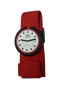 Swatch POP Red & White Watch - Swiss Quartz Movement Canvas Strap - Picture 1 of 1