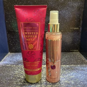 Bath & Body Works Gift Set Twisted Peppermint Body cream + Shimmer Mist - Picture 1 of 3