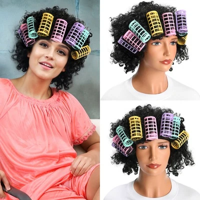 Черный кудрявый бабушка косплей парик короткие кудрявые волосы ретро домохозяйка костюм парик - Изображение 1 из 4