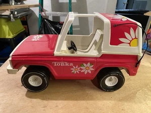 Vintage Tonka Barbie Jeep Hot Pink Daisies stickers Bronco 1970's Steel Style - Picture 1 of 8