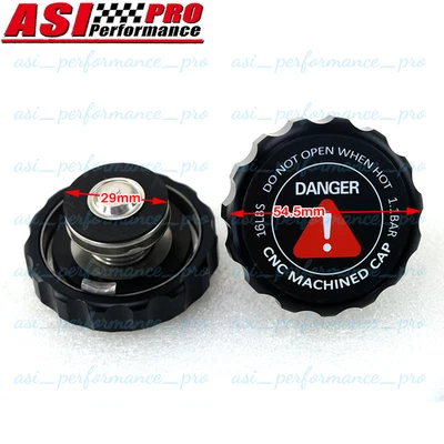 Aluminium Billet Notch Grip Radiator Cap Black Anodize 16lb Round CNC.Machined. - image 1 of 4