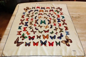 La Sac square scarf; butterflies; SILK; multicolor on creamy white; 32 x 30 in. - Picture 1 of 13