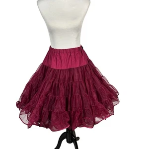 Vintage Malco Modes Burgunderrot Lagenlook Tüll Petticoat Tanz Größe Medium - Bild 1 von 10