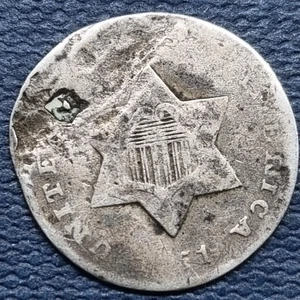 1851 O Three Cent Piece 3c Silver Trime Circulated Details New Orleans #93493 - Picture 1 of 2