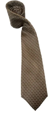 Corbata Christian Dior Para Hombre Marrón Geométrica Toda Seda Hecha en EE. UU. Tela Italiana Foto 1 de 4