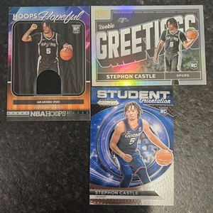2024 NBA Hoops Stephon Castle Lot 3 Cards Hoops Hopeful Jersey Holo Greeting - Picture 1 of 12