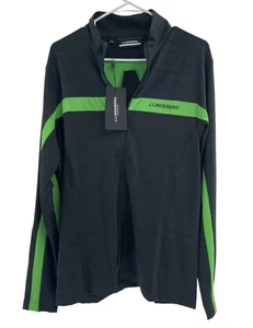 J Lindeberg Jacket Mens Large Black Green Saks Jarvis Mid Layer Full Zip Golf - Picture 1 of 8