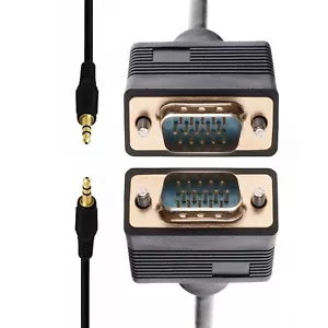 SVGA Super VGA Male to Male Cable with 3.5mm Aux Audio Monitor TV (3FT-50FT) LOT - Picture 1 of 4