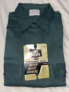 Vintage 60s70s BIG MURPH Green 6oz Twill Long Sleeve Work Shirt Sz Large 16-16.5 - Picture 1 of 3