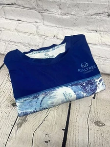 Real Tree Mens Aspect Sky Navy Camo Short Sleeve Performance Fishing Shirt 2XL - Picture 1 of 5